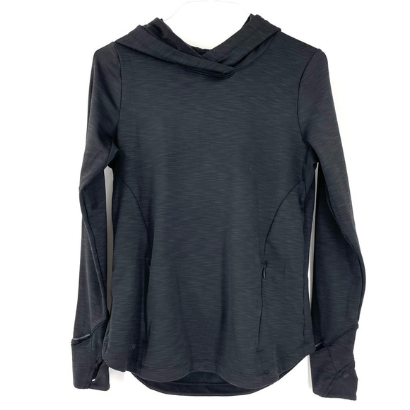 Athleta Boot Camp Hoodie Space Dye Black Cross Back Pullover - Picture 2 of 6